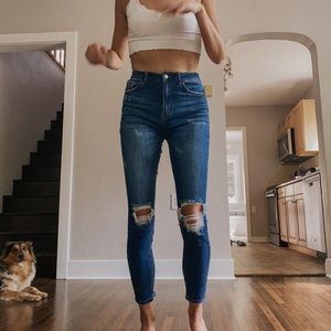 Dark Wash Distressed Dogma Jeans